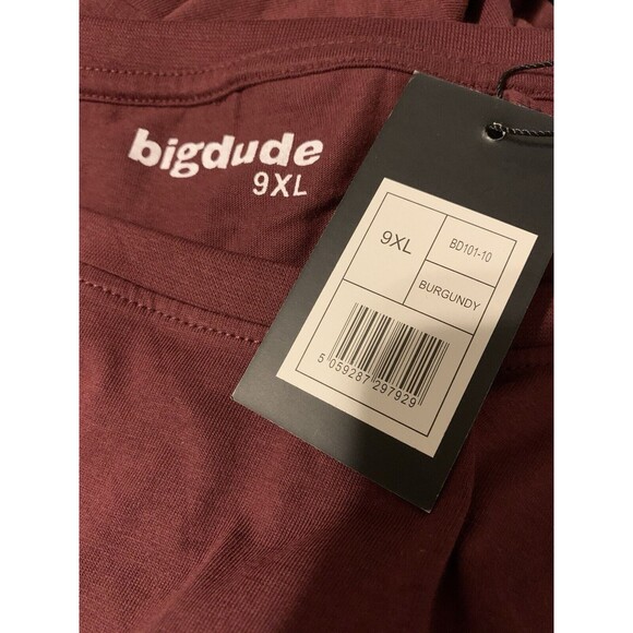 Big Dude Shirt Mens Size 9XL Burgundy T-shirt NEW WITH TAGS - Picture 3 of 4